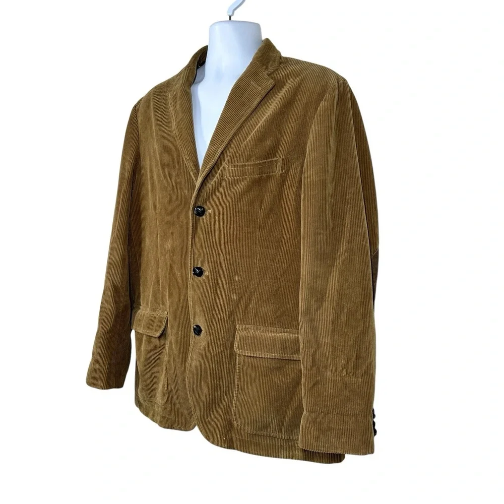 Vtg J Crew Corduroy Blazer Mens L Brown Elbow Patches Ivy Style Preppy Academia - Picture 3 of 9
